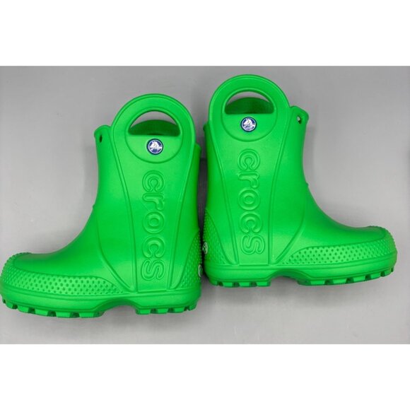 Crocs Kids Handle It Rain Boots Green C6 Waterproof - Picture 6 of 8